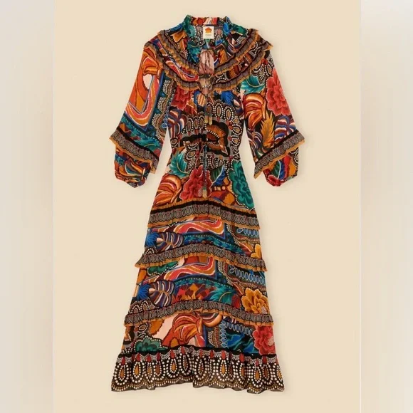 New FARM Rio Multicolor Fall Mix Maxi Dress - www.joarbit.com